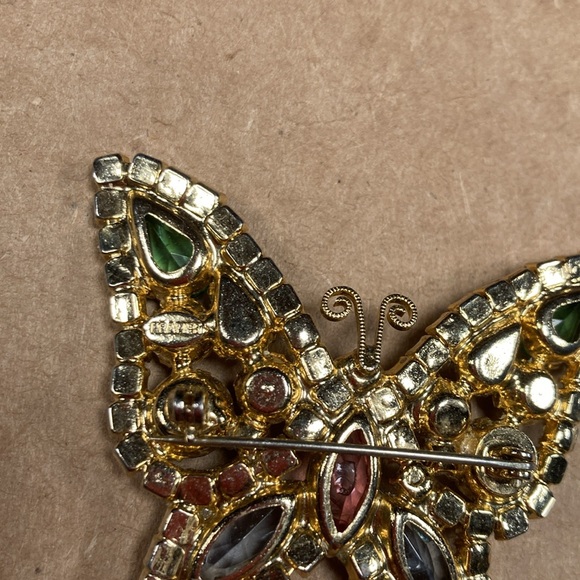 Kramer Multi Color Rhinestone Butterfly Brooch/Pin - Picture 3 of 8